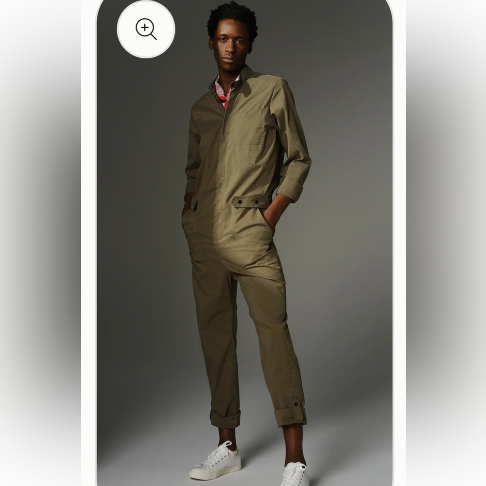 RD Risen Division In Jumpsuits we Trust Wilde Olive green seersucker jumpsuit S - Picture 5 of 11
